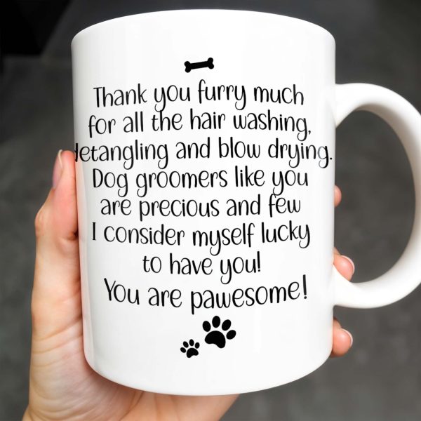 Thank You Furry Much, Precious Dog Groomers, Bone And Paw Prints - Personalized Custom Coffee Mug - DOG069_MG