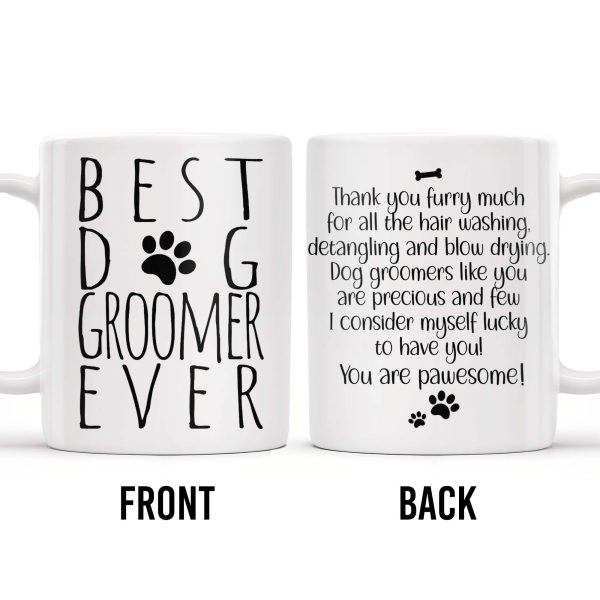 Thank You Furry Much, Precious Dog Groomers, Bone And Paw Prints - Personalized Custom Coffee Mug - DOG069_MG