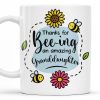 Thanks for Bee-ing an Amazing Granddaughter, Bees and Flowers - Personalized Custom Coffee Mug - GDT310_MG
