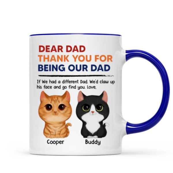 Thanks For Being Our Dad Watercolor Cute Cats Retro Personalized Mug