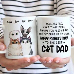 Thanks For Feeding Me And Scooping Up My Poo - Gift for Dad, Funny Personalized Cat Mug
