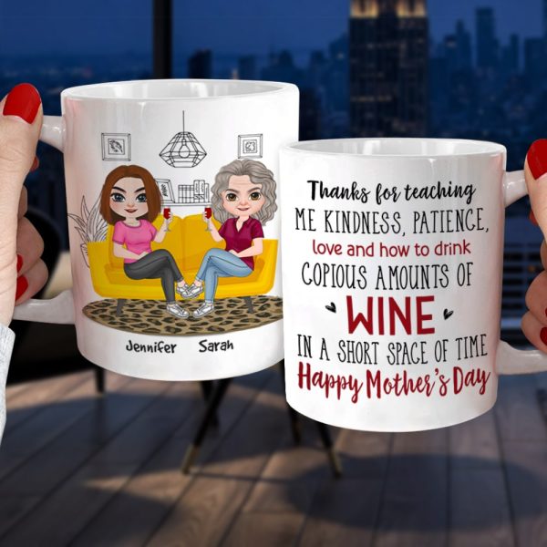 Thanks For Teaching Me Kindness, Gift For Mom, Personalized Wine Tumbler, Mother's Day Gift