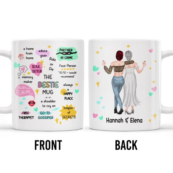 The Bestie Mug With Two Girls Design - Personalized Custom Coffee Mug - BST149_MG