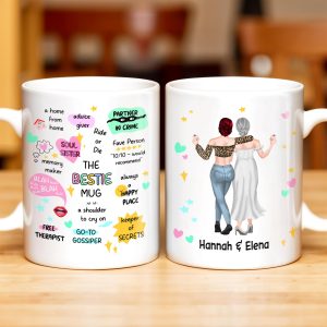 The Bestie Mug With Two Girls Design - Personalized Custom Coffee Mug - BST149_MG