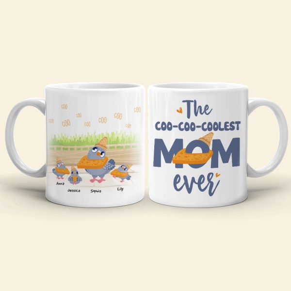 The Coo-coo-coolest Mom Ever, Gift For Mom, Personalized Mug, Pigeon Bird Mug, Mother's Day Gift