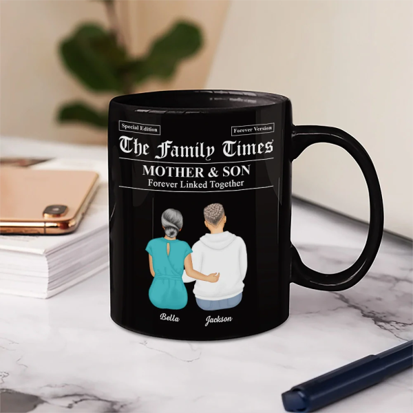 The Family Times Mother And Daughters Sons Newspaper Theme - Personalized Mug