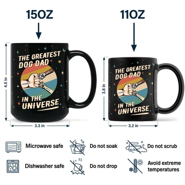 The Greatest Dog Dad In The Universe - Personalized Black Mug
