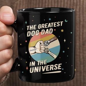 The Greatest Dog Dad In The Universe - Personalized Black Mug