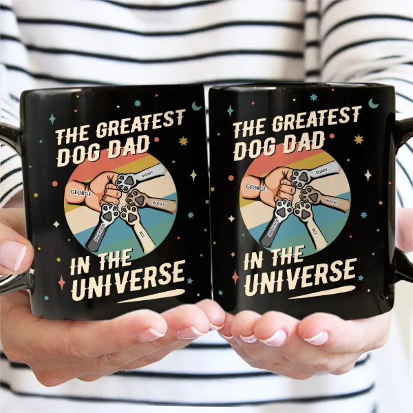 The Greatest Dog Dad In The Universe - Personalized Black Mug