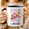 The Lord Is Greater Floral Christian Personalized Mug, Faith Bible Verse Inspirational Gift with Custom Name