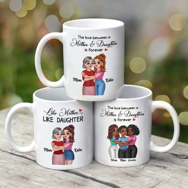 The Love Between Mother Daughter Hugging Cartoon Personalized Mug