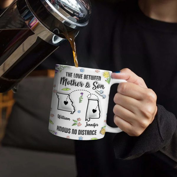 The Love Between Mother & Daughter State - 3D Inflated Effect Printed Mug, Personalized White Edge-to-Edge Mug