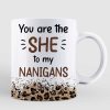 The She To My Nanigans Leopard Besties Personalized Mug