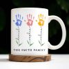 The Smith Family, Handprints and Leaves - Personalized Custom Coffee Mug - FAM310_MG