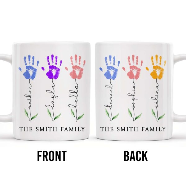 The Smith Family, Handprints and Leaves - Personalized Custom Coffee Mug - FAM310_MG