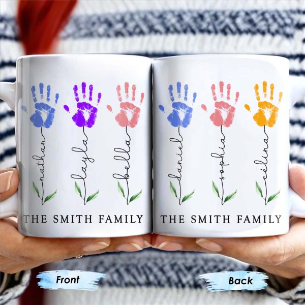 The Smith Family, Handprints and Leaves - Personalized Custom Coffee Mug - FAM310_MG