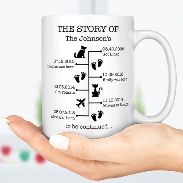 The Story Of Us Timeline, Gift For Husband, Gift For Wife, Personalized Custom Photo Anniversary Mug C366