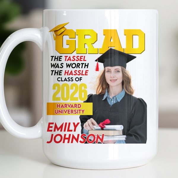 The Tassel Was Worth The Hassle Class Of [Year] Graduation Cap - Personalized Custom Coffee Mug - GRAD361_MG