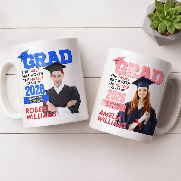 The Tassel Was Worth The Hassle Class Of [Year] Graduation Cap - Personalized Custom Coffee Mug - GRAD361_MG