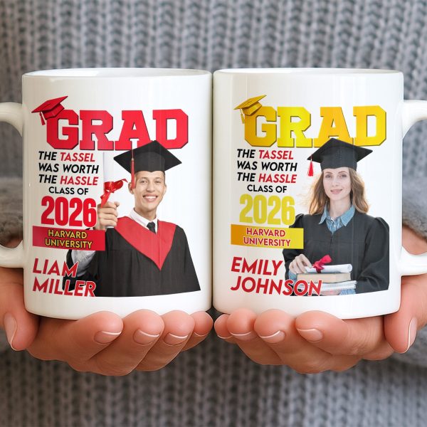 The Tassel Was Worth The Hassle Class Of [Year] Graduation Cap - Personalized Custom Coffee Mug - GRAD361_MG