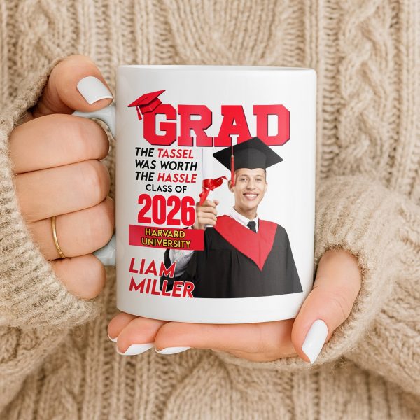 The Tassel Was Worth The Hassle Class Of [Year] Graduation Cap - Personalized Custom Coffee Mug - GRAD361_MG