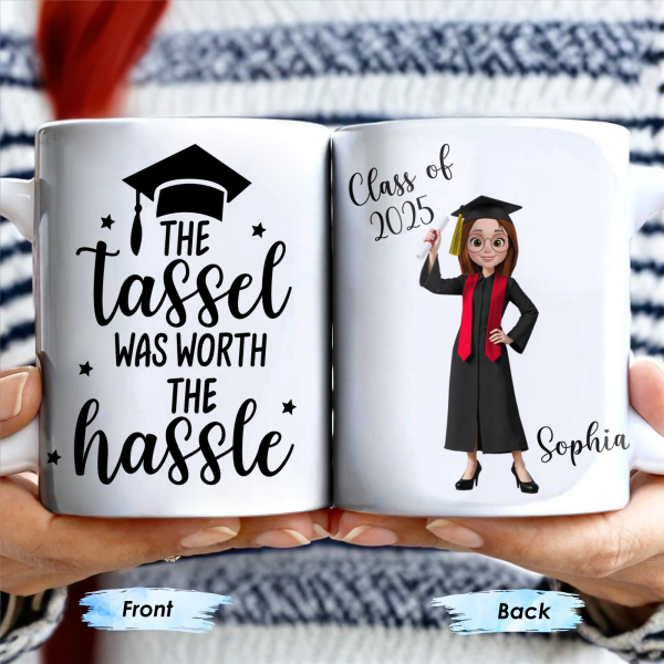 The Tassel Was Worth The Hassle Graduation Cap Mug - Personalized Custom Coffee Mug - GRAD343_MG