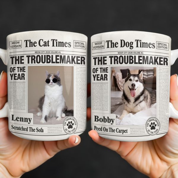 The Troublemaker Of The Year Dog Coffee Mug - Personalized Custom Coffee Mug - PET160_MG
