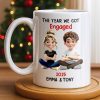 The Year We Got Engaged, Cartoon Couple Design - Personalized Custom Coffee Mug - CPL1150_MG