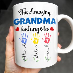 This Amazing Grandma Belongs To, Handprints - Personalized Custom Coffee Mug - GRM067_MG
