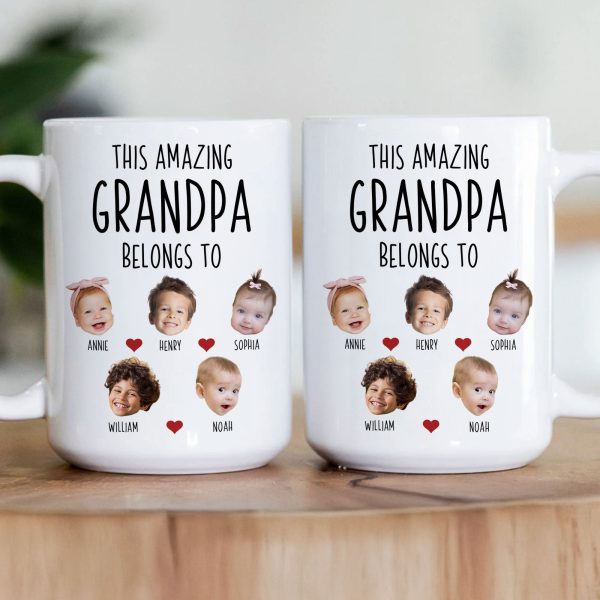 This Amazing Grandpa Belongs To Custom Kids Faces - Personalized Photo Mug