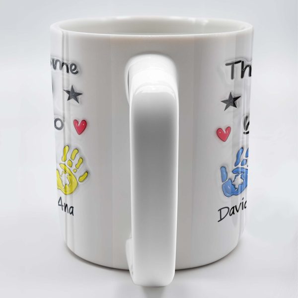 This Awesome Dad Belongs To, Hands, Heart and Star - Personalized Custom Coffee Mug - DAD047_MG