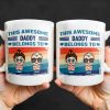 This Awesome Daddy Belongs To, Cartoon Children - Personalized Custom Coffee Mug - DAD168_MG