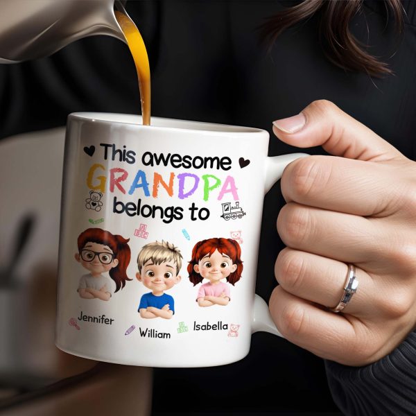 This Awesome Grandpa Belongs To, Cartoon Children and Toys - Personalized Custom Coffee Mug - GRP016_MG