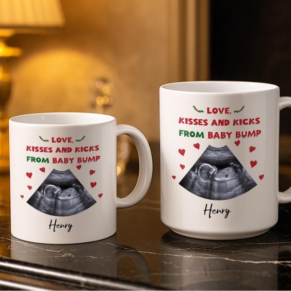 This Christmas Snuggled Up In Mommy's Belly, Baby Announcement - Personalized Custom Coffee Mug - XMAS208_MG