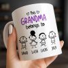 This Grandma Belongs To, Stick Figures And Hearts - Personalized Custom Coffee Mug - GRM061_MG