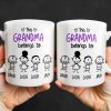 This Grandma Belongs To, Stick Figures And Hearts - Personalized Custom Coffee Mug - GRM061_MG