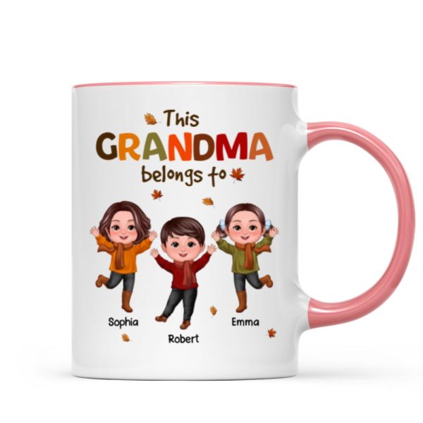 This Grandma Mom Belongs To Fall Season Personalized Mug
