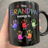 This Grandpa Belongs To Hand Prints Doodle - Personalized Black Mug