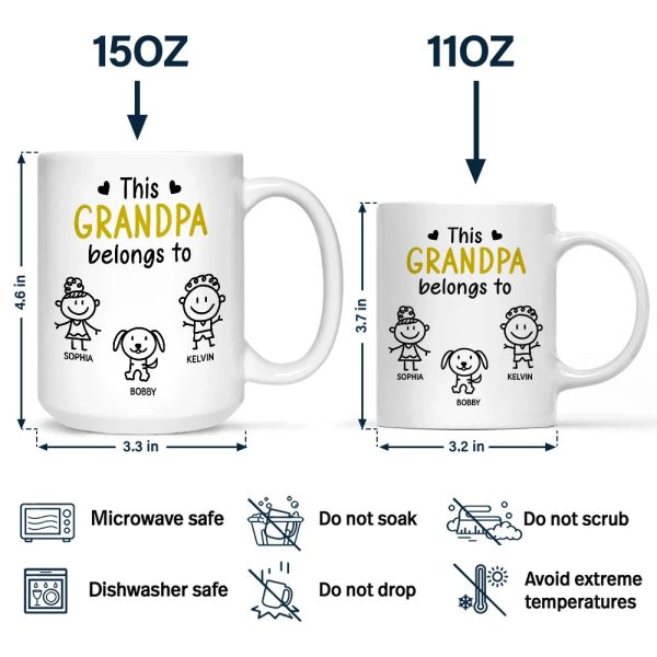 This Grandpa Belongs To Kid Stick Figures - Personalized Mug