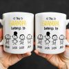This Grandpa Belongs To Stick Figures Heart - Personalized Custom Coffee Mug - GRP045_MG