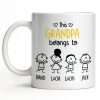 This Grandpa Belongs To Stick Figures Heart - Personalized Custom Coffee Mug - GRP045_MG