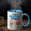 This Grandpa Grandma Belongs To Christmas Kid Stick Figures - Personalized Accent Mug