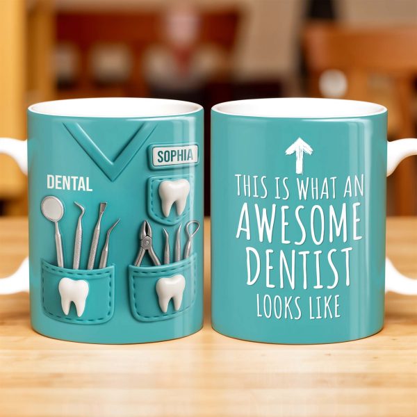 This Is What An Awesome Dentist Looks Like, Arrow and Text - Personalized Custom Coffee Mug - GRAD312_MG
