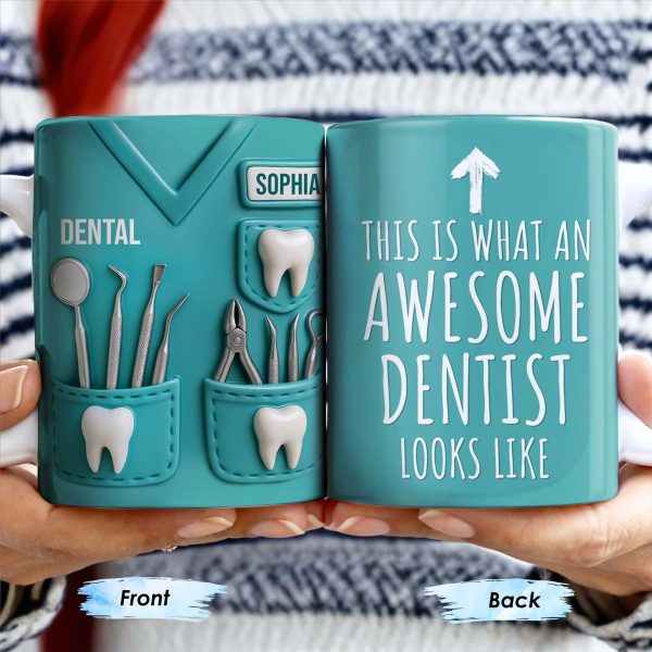 This Is What An Awesome Dentist Looks Like, Arrow and Text - Personalized Custom Coffee Mug - GRAD312_MG