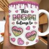 This Mom Grandma Belongs To Heart Icon - 3D Inflated Effect Printed, Personalized White Edge-to-Edge Mug