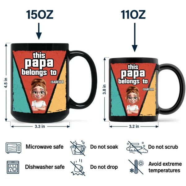 This Papa Grandpa Dad Belong To - Personalized Black Mug
