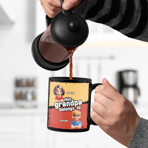 This Papa Grandpa Dad Belong To - Personalized Black Mug