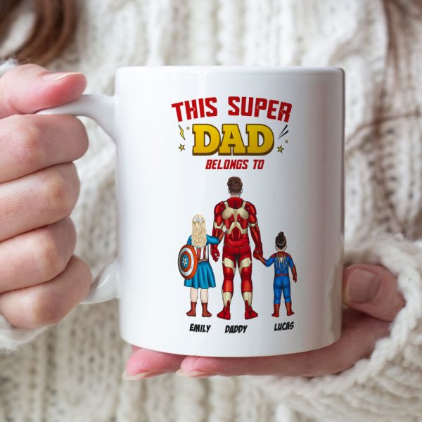 This Super Dad Is Belong To Kids Personalized Mug, Family Gift