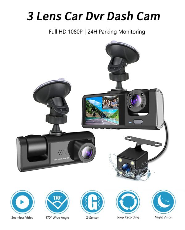 Three Channel Car Hd Dashcam