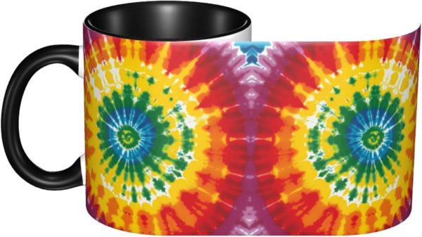 Tie Dye Coffee Mug Funny Ceramic Mug, Novelty Gift Idea for Friends Coworkers, Cool Coffee Cup for Home Office Kitchen Decor